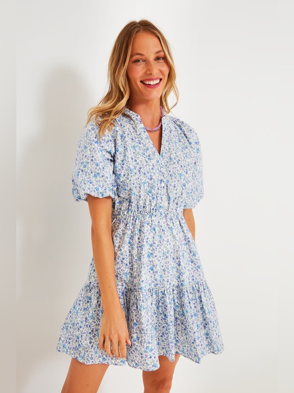 TUCKERNUCK Hyacinth House Blue Ditsy Floral Loren Mini Dress Cotton Size XS